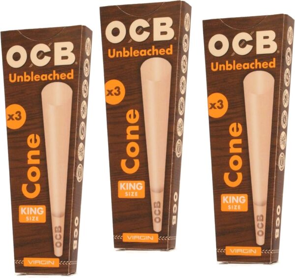 OCB Brand King Size (109mm) Virgin Cones Ultra Thin, 3 Pack x 3