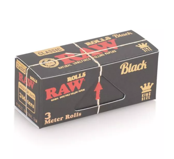 RAW Black Unbleached 3m Roll Rolling Papers – Rips