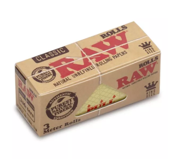 RAW Classic Unbleached 3m Roll Rolling Papers - Rips